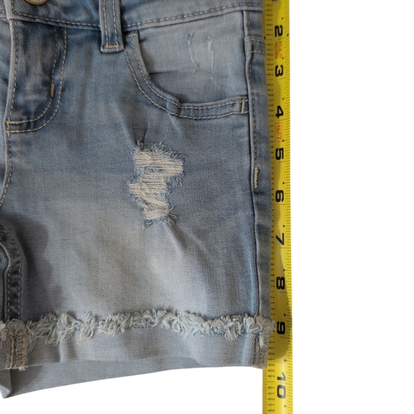 Nwt Justice Midi Denim Short Light Wash Frayed Soft Stretchy Comfy Girl Kids 7 - Picture 5 of 6